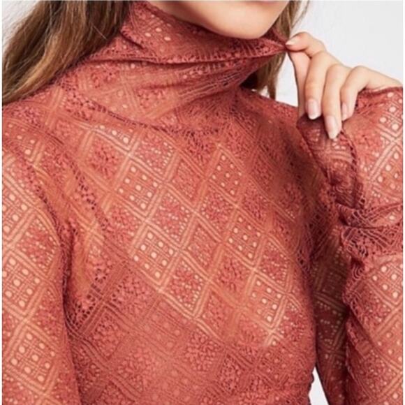 Free People Tribeca Sweet Memories Lace Long Sleeve Sheer Top NEW Small - Picture 2 of 12